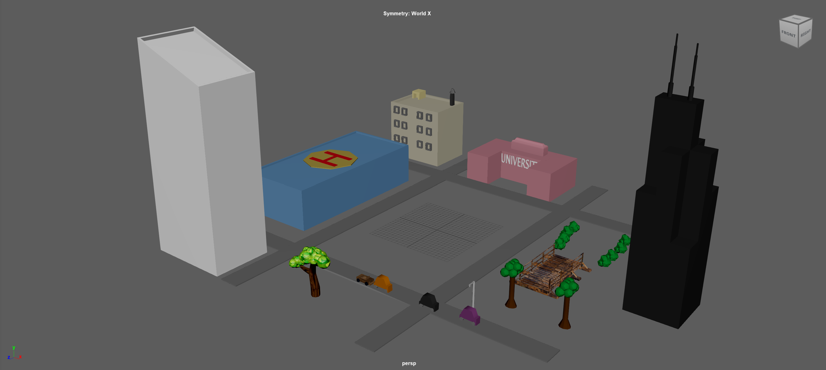 Unfinished block city scene