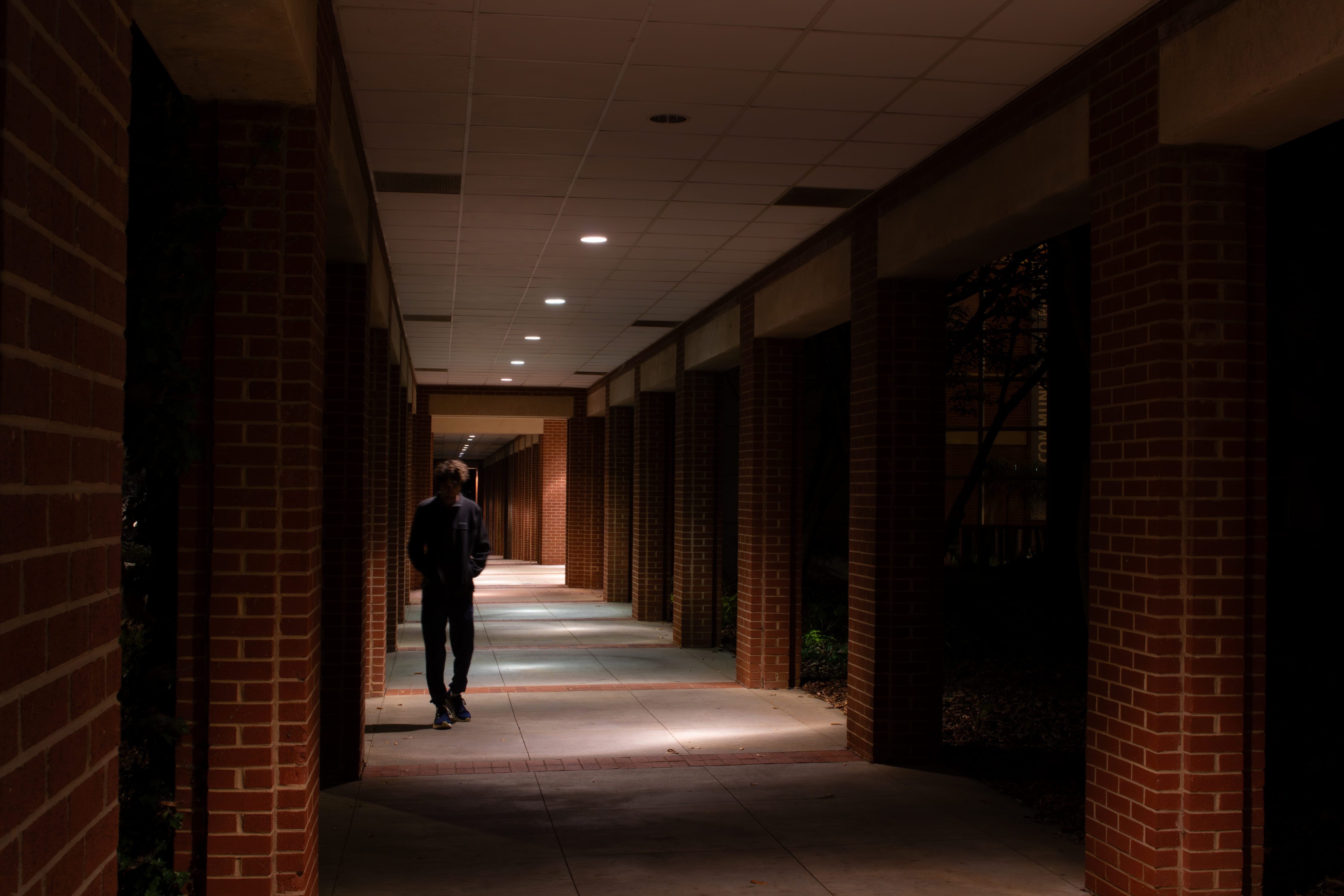 Person walking at night